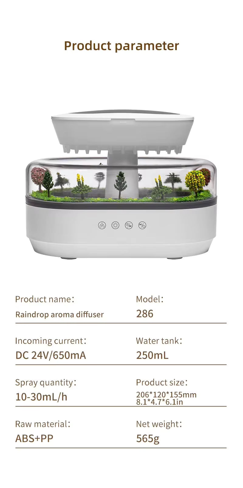 Detalle vapor humidificador efecto lluvia SomniaDrop — humidificación suave